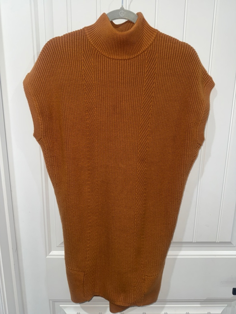 Sleeveless Turtleneck Knit Sweater Dress - warm brown